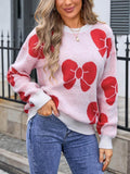 Classic Fashionable Loose Round Neck Knitted Bow Sweater