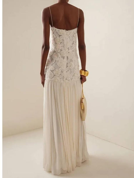 Aurohaya Three-dimensional Flower Splicing Sling Dress