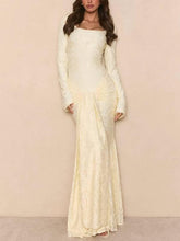 Aurohaya Lace Scarf Design Maxi Dress Light Yellow