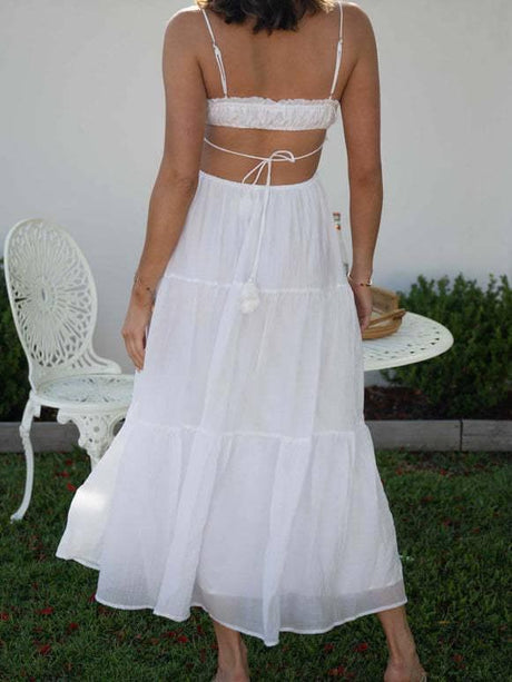 Aurohaya Sling Hollow Backless Large Pendulum Dress