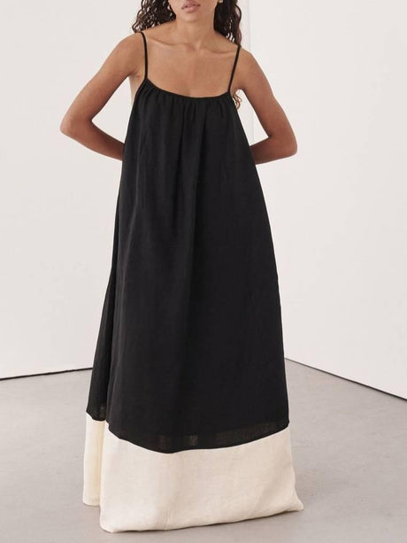 Aurohaya Color Matching Sling Maxi Dress