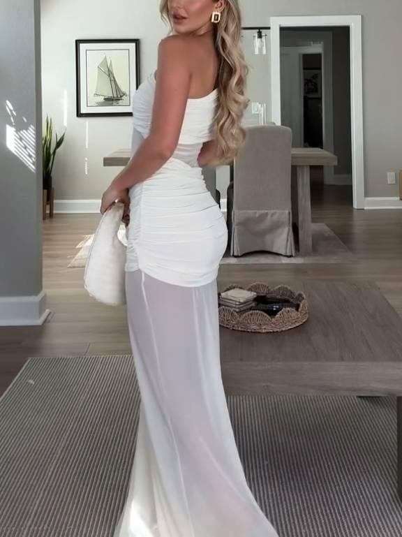 Aurohaya Off-shoulder Tulle Maxi dress