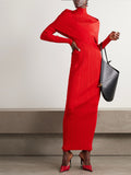 Red Elegant Wrap Effect Layered Pleated Maxi Dress