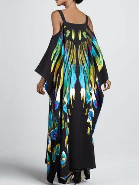 Aurohaya Unique Personalized Printed Strapless Long Sleeve Maxi Dress
