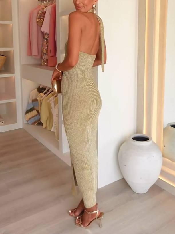 Aurohaya Scarf Knitted Midi Dress