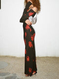 Printed V-neck High-waisted Hip Dress