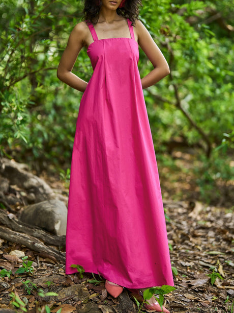 Aurohaya Vacation Style Backless Strap Dress