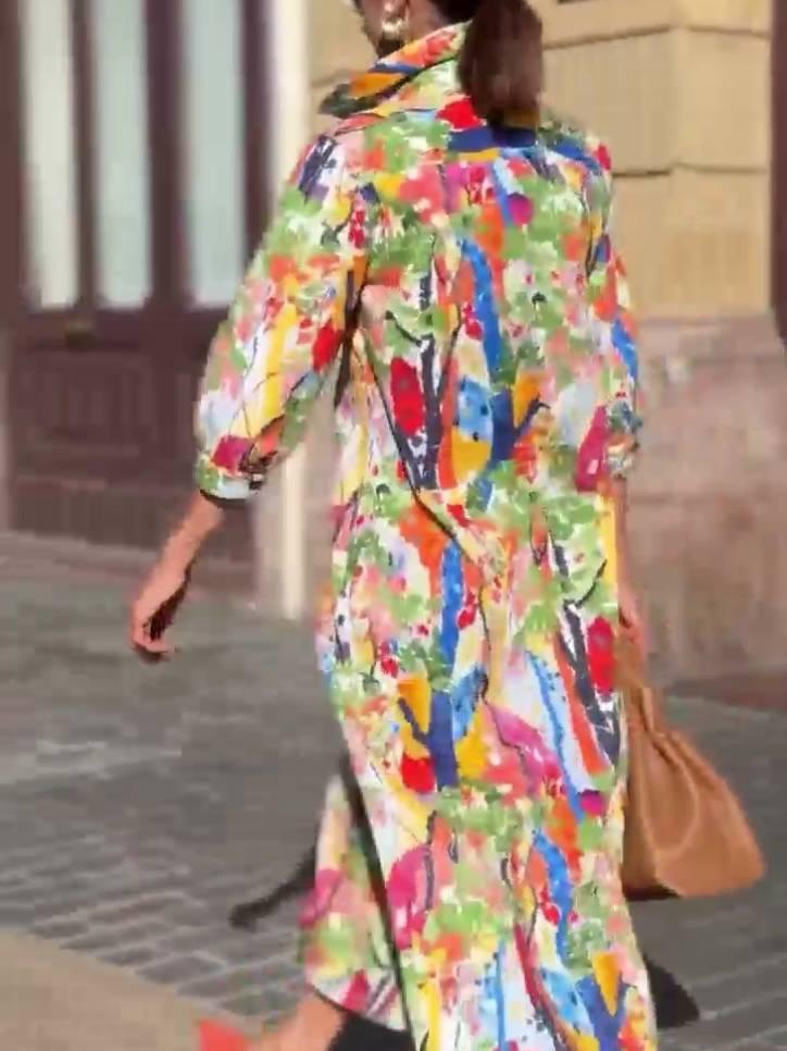 Aurohaya Unique Print Shirt Dress