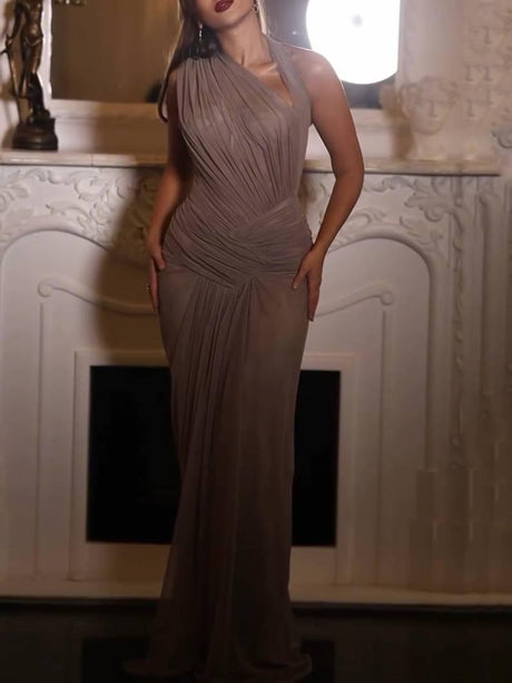 Aurohaya Hollow Design Pleated Maxi Dress