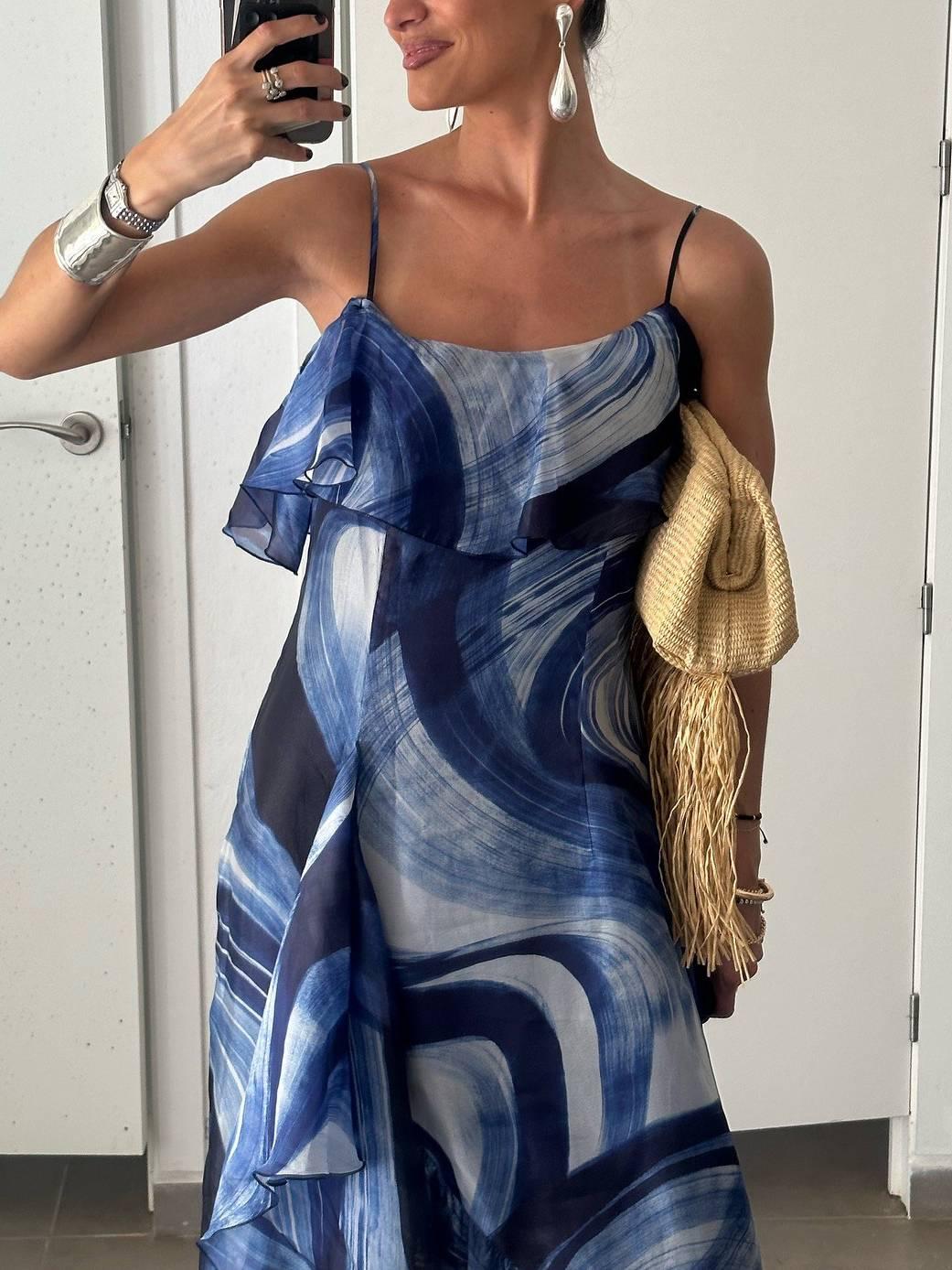 Aurohaya Unique Printed Sling Dress