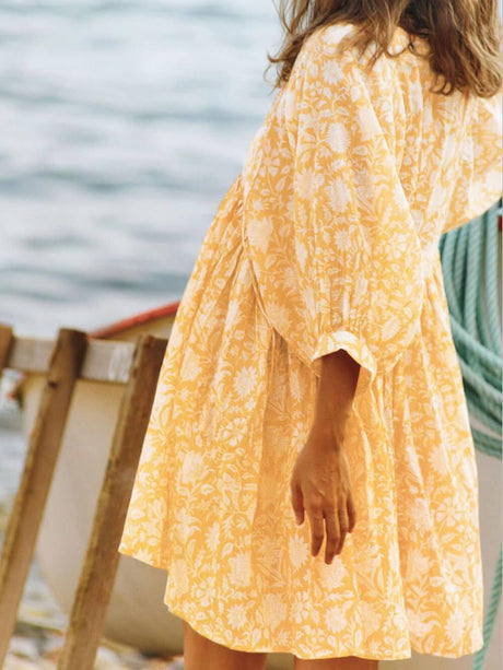 Aurohaya Vacation Retro Style Loose Printed Dress