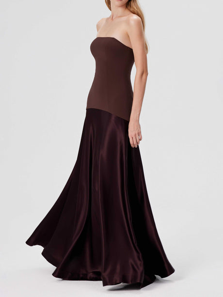 Aurohaya Elegant Satin One-Shoulder A-Line Maxi Dress