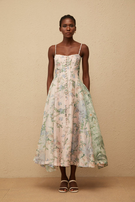 Aurohaya Aurore Pink Floral Print Maxi Dress