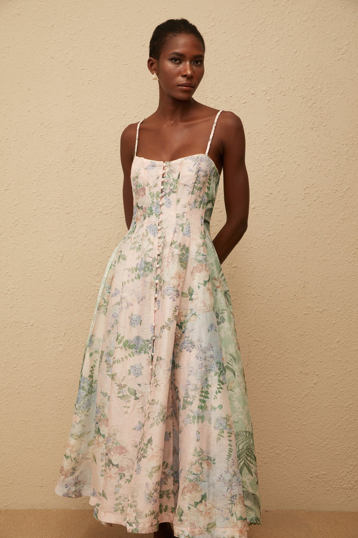 Aurohaya Aurore Pink Floral Print Maxi Dress