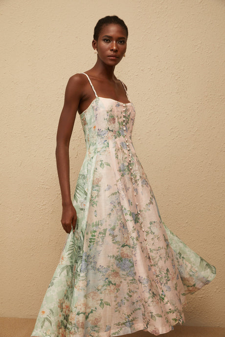 Aurohaya Aurore Pink Floral Print Maxi Dress