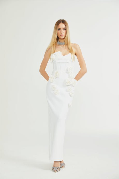 Aurohaya Geneviève off-shoulder floral dress