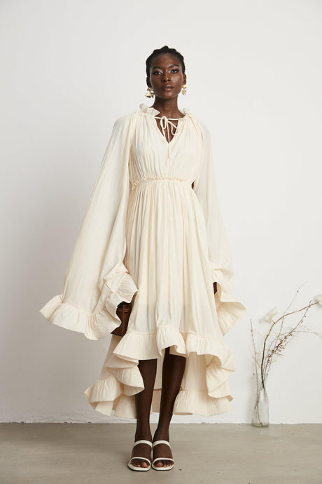 Aurohaya Ophélie cape-design midi dress