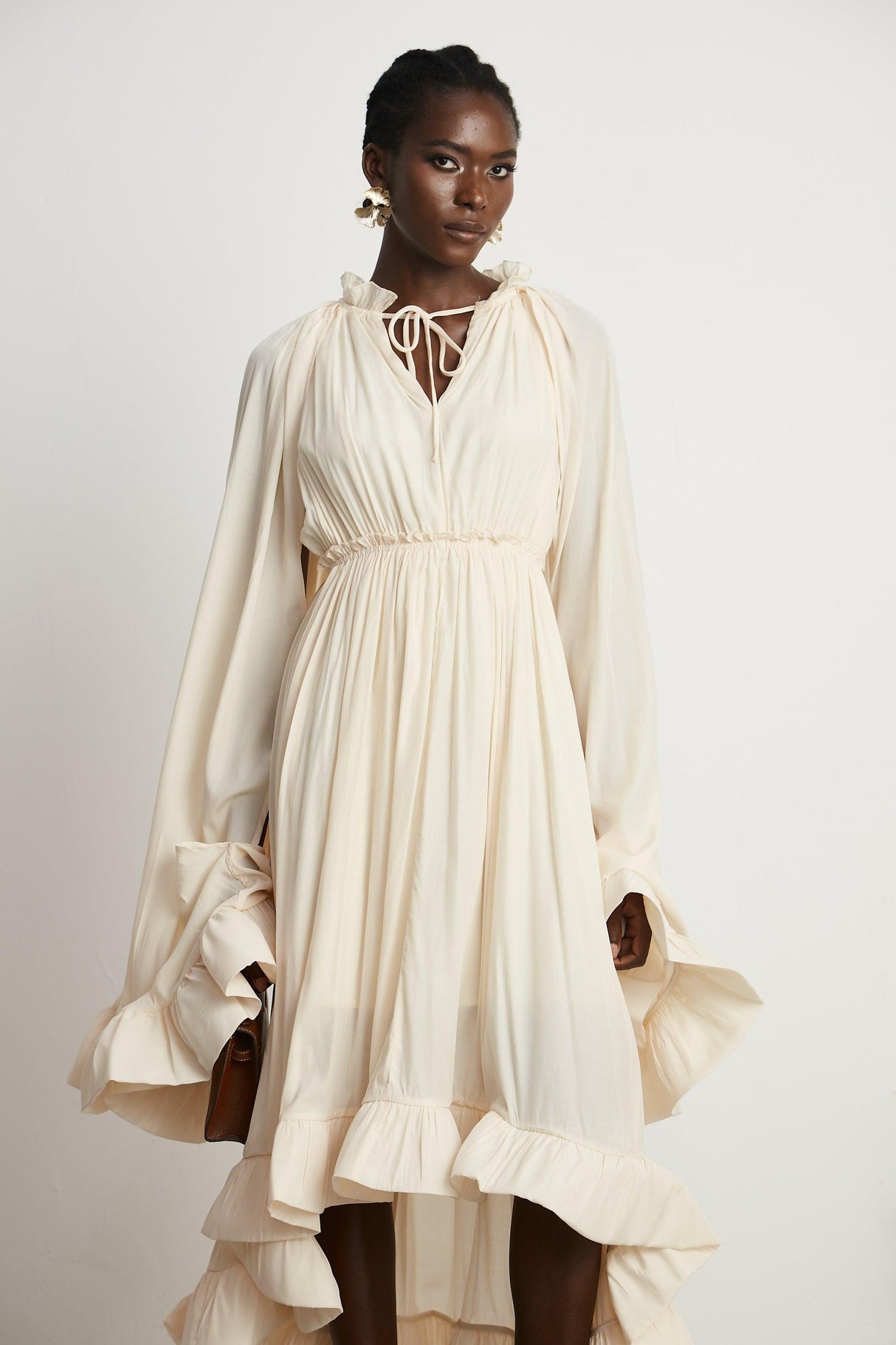 Aurohaya Ophélie cape-design midi dress