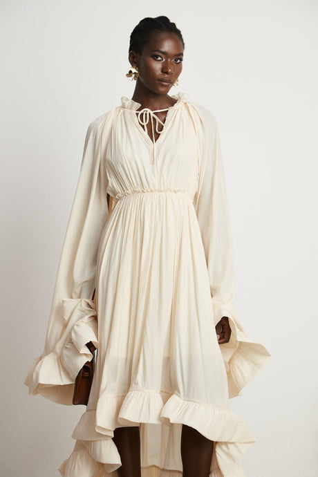 Aurohaya Ophélie cape-design midi dress