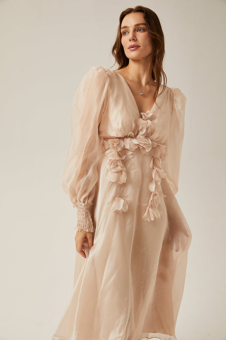 Aurohaya Lucie faux-floral embellished midi dress