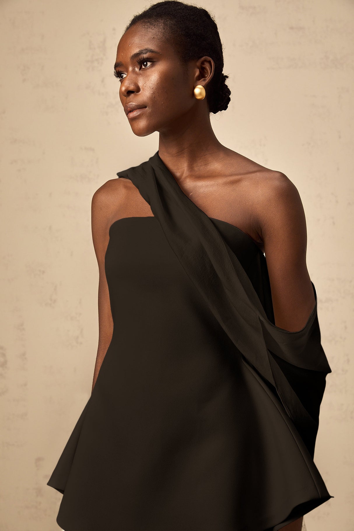 Aurohaya Danaé ribbon-design flared mini dress in Black