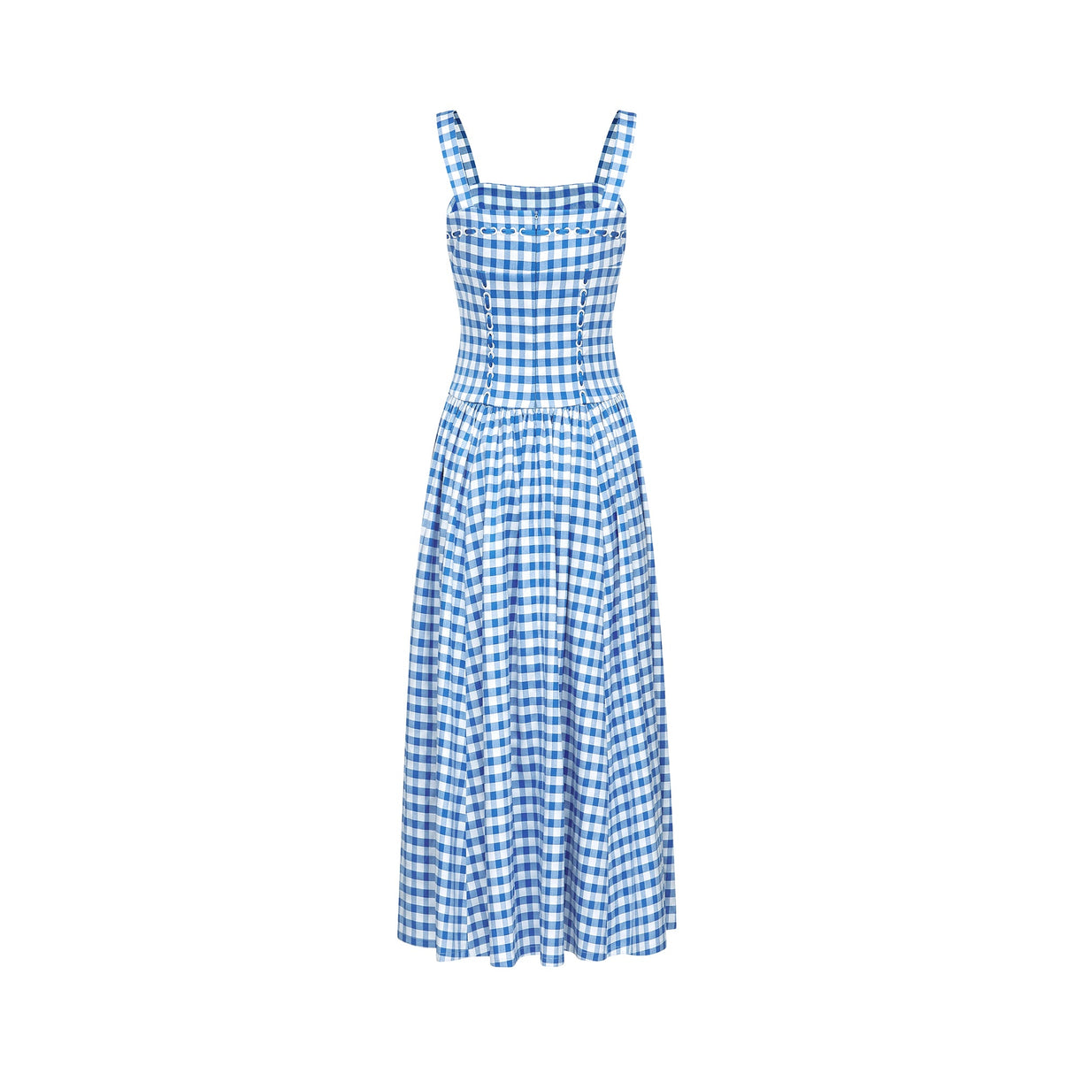 Aurohaya Diane blue gingham midi dress