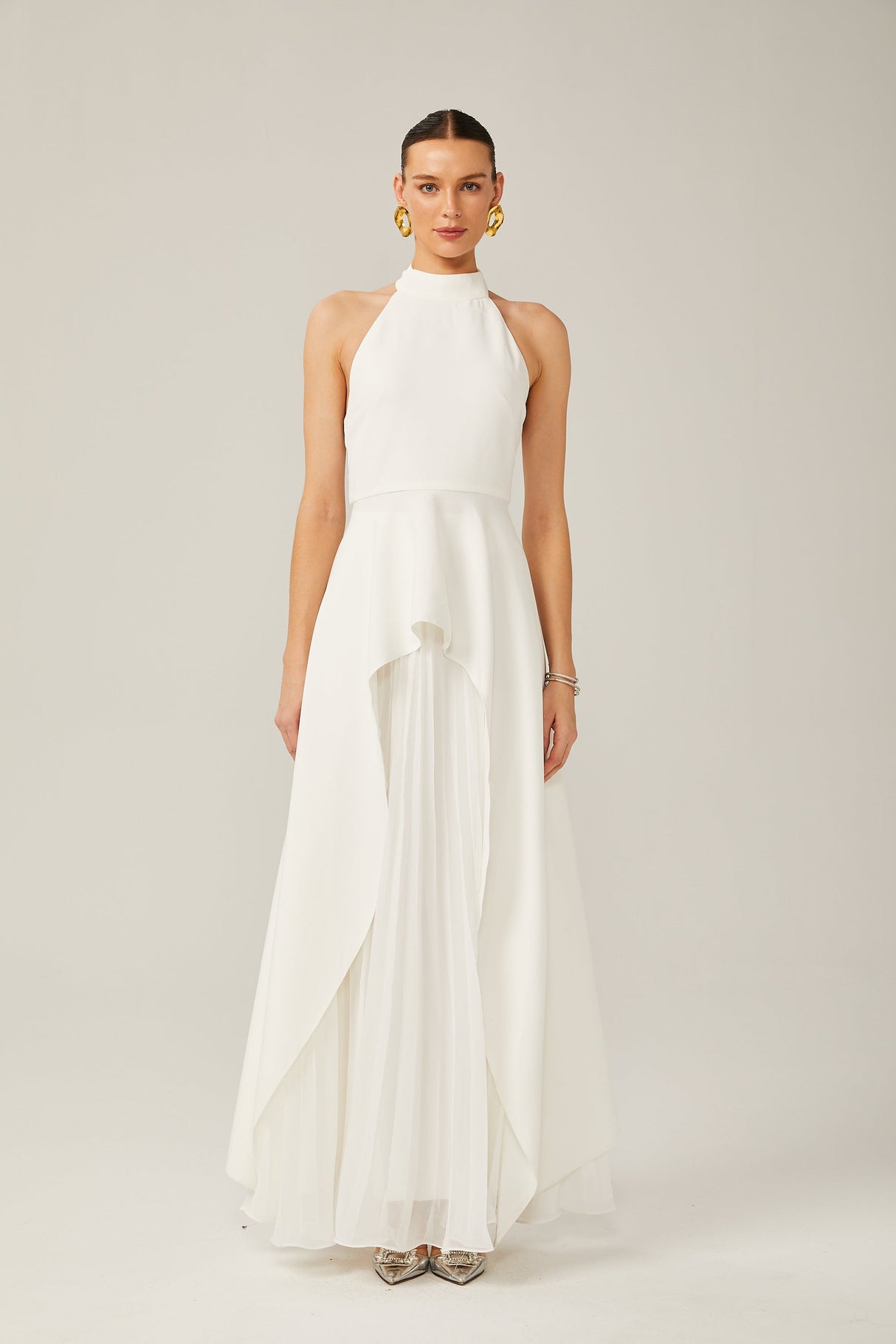 Aurohaya Juliette halterneck layered Maxi dress