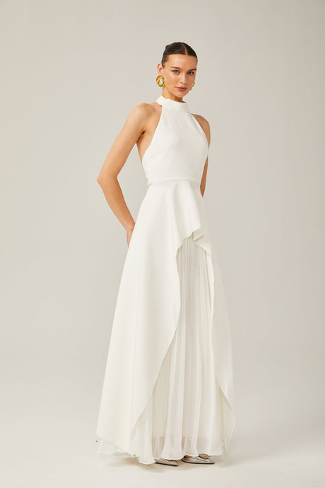 Aurohaya Juliette halterneck layered Maxi dress