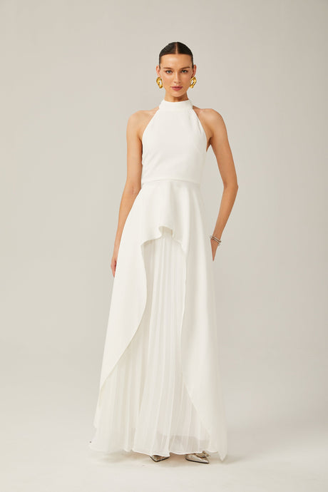 Aurohaya Juliette halterneck layered Maxi dress