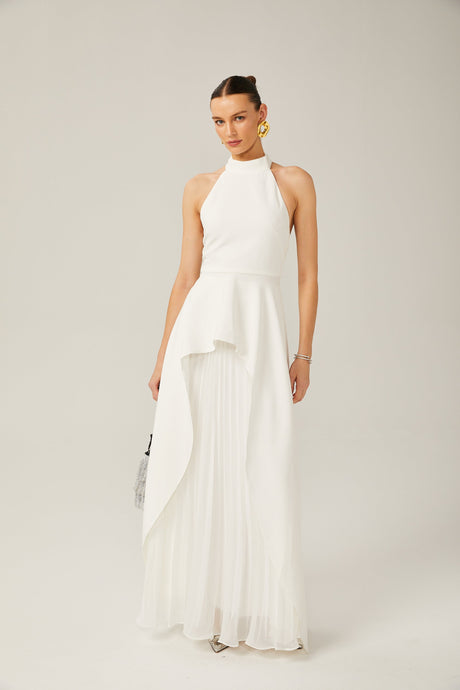 Aurohaya Juliette halterneck layered Maxi dress