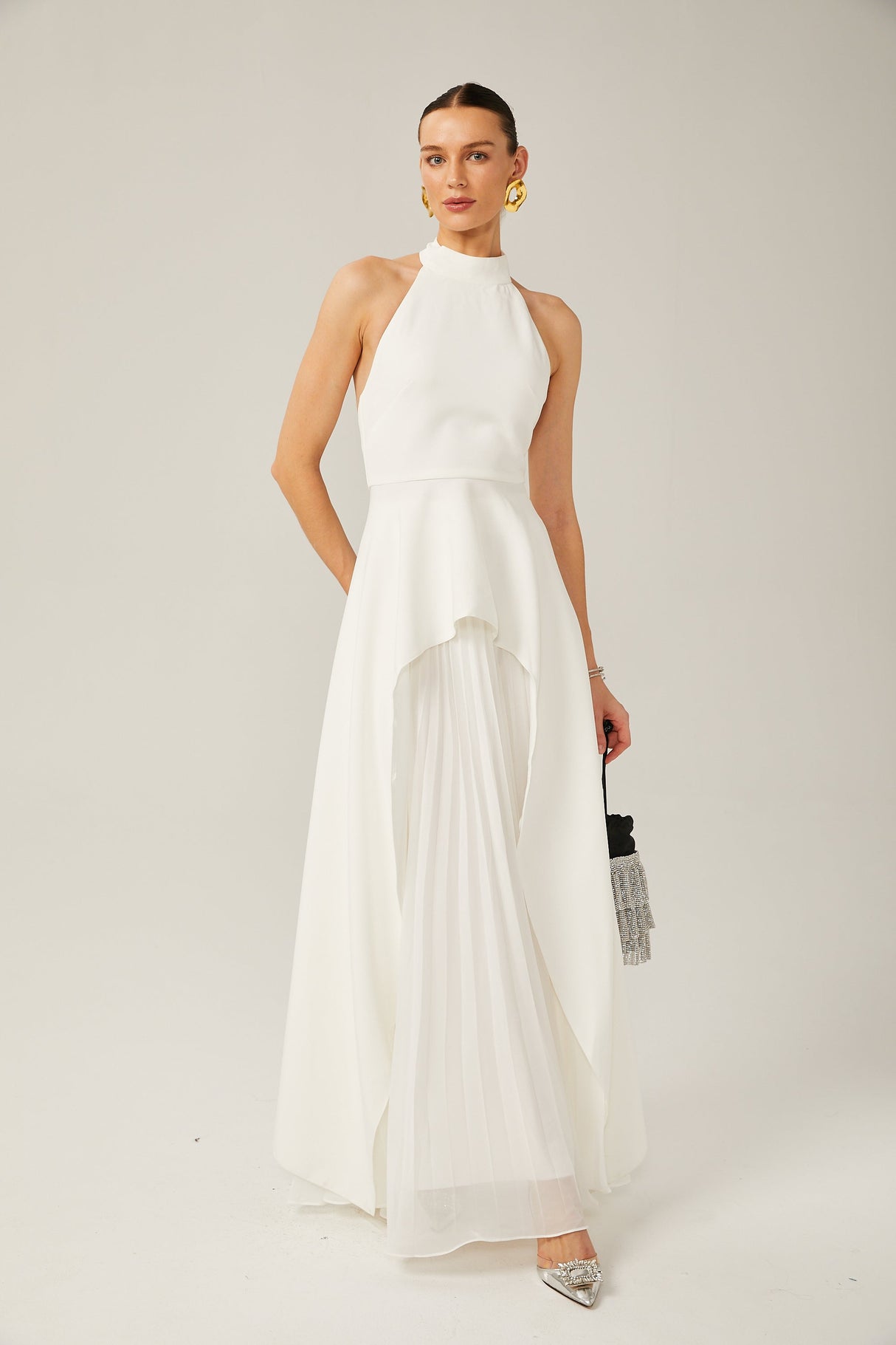 Aurohaya Juliette halterneck layered Maxi dress