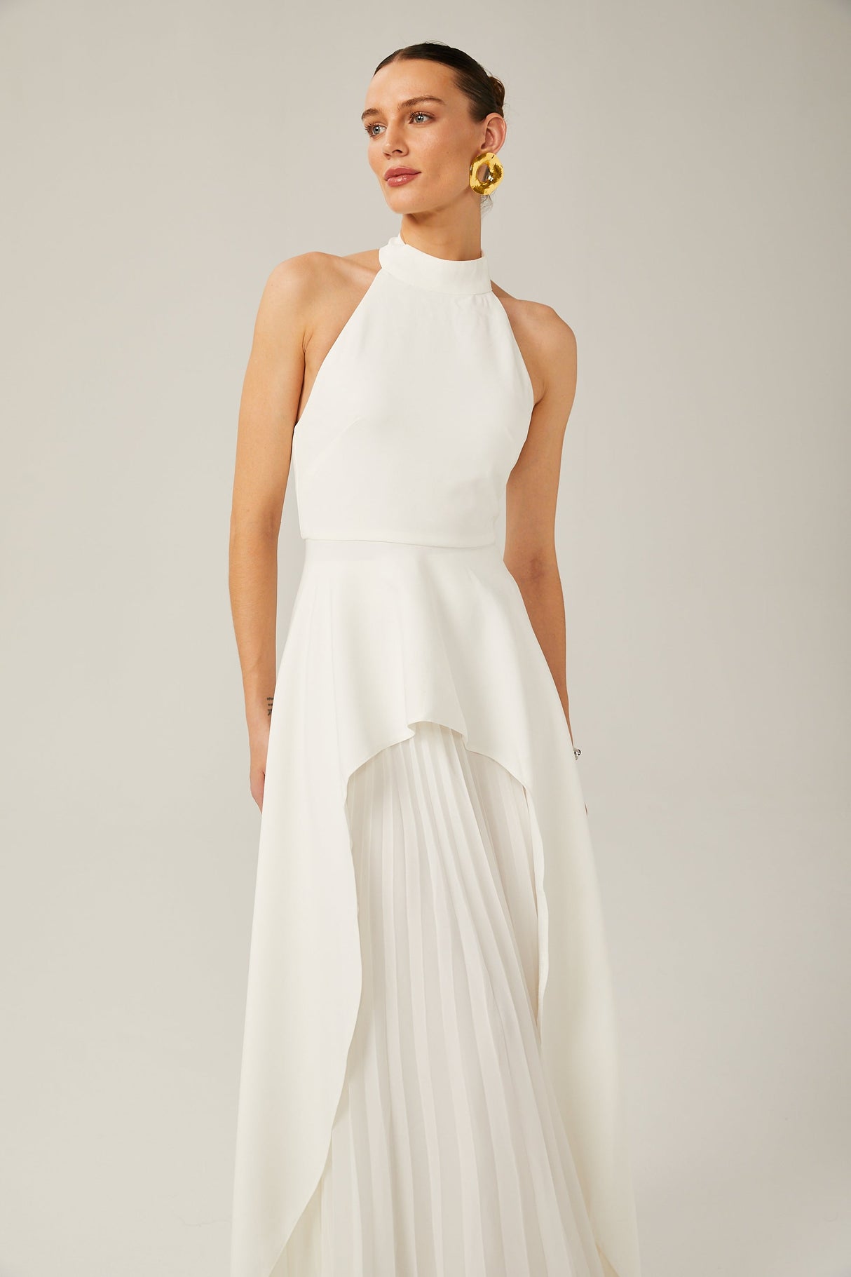 Aurohaya Juliette halterneck layered Maxi dress