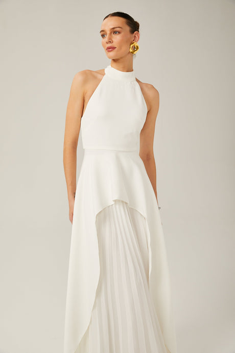 Aurohaya Juliette halterneck layered Maxi dress
