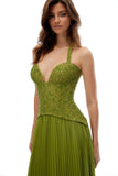Isaline Emerald Corset Maxi Dress