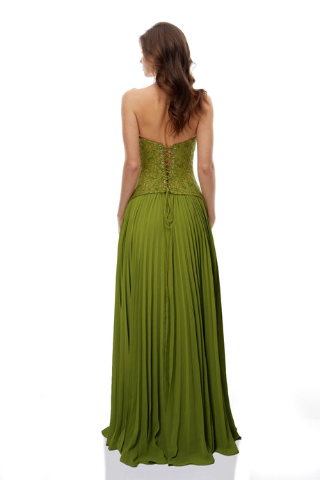 Aurohaya Isaline Emerald Corset Maxi Dress