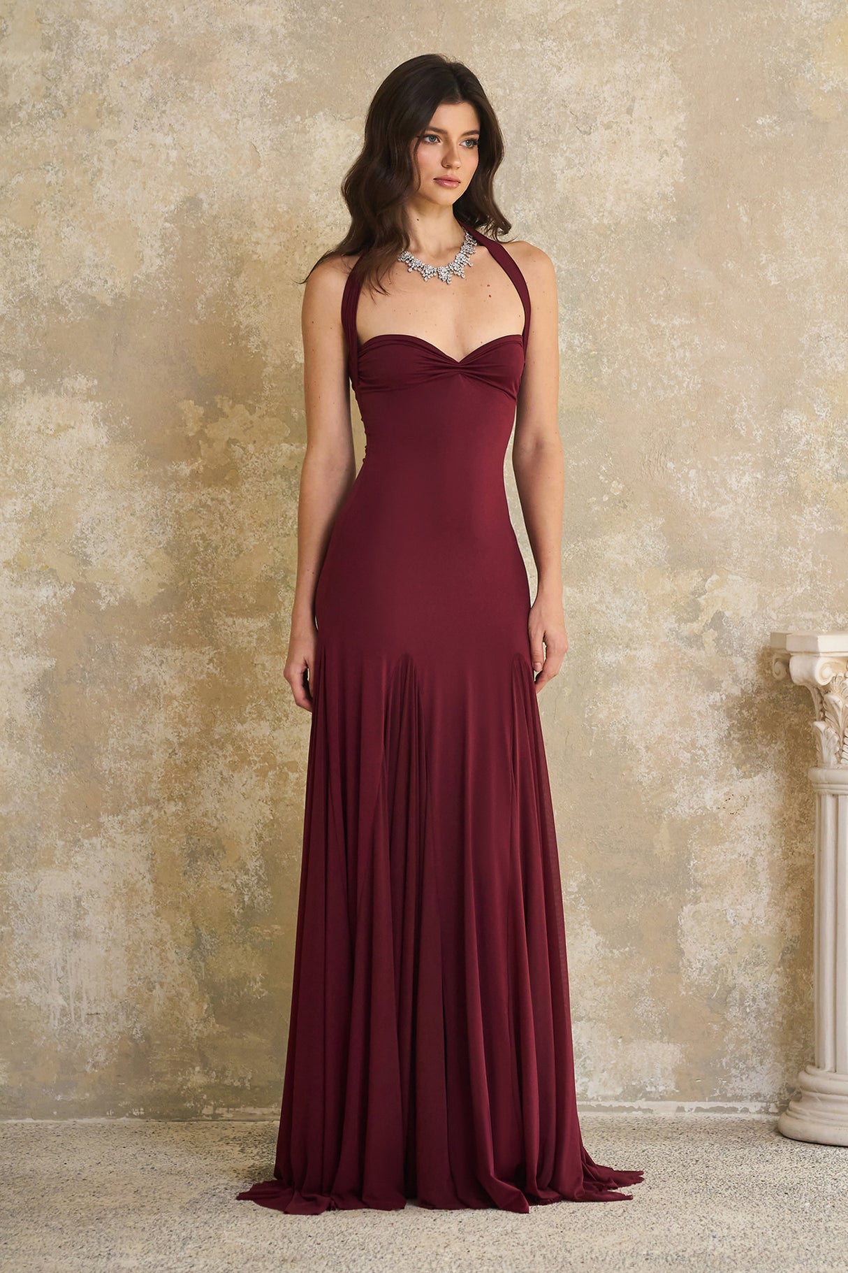 Aurohaya Rêverie Red Sweetheart Neck Maxi Dress