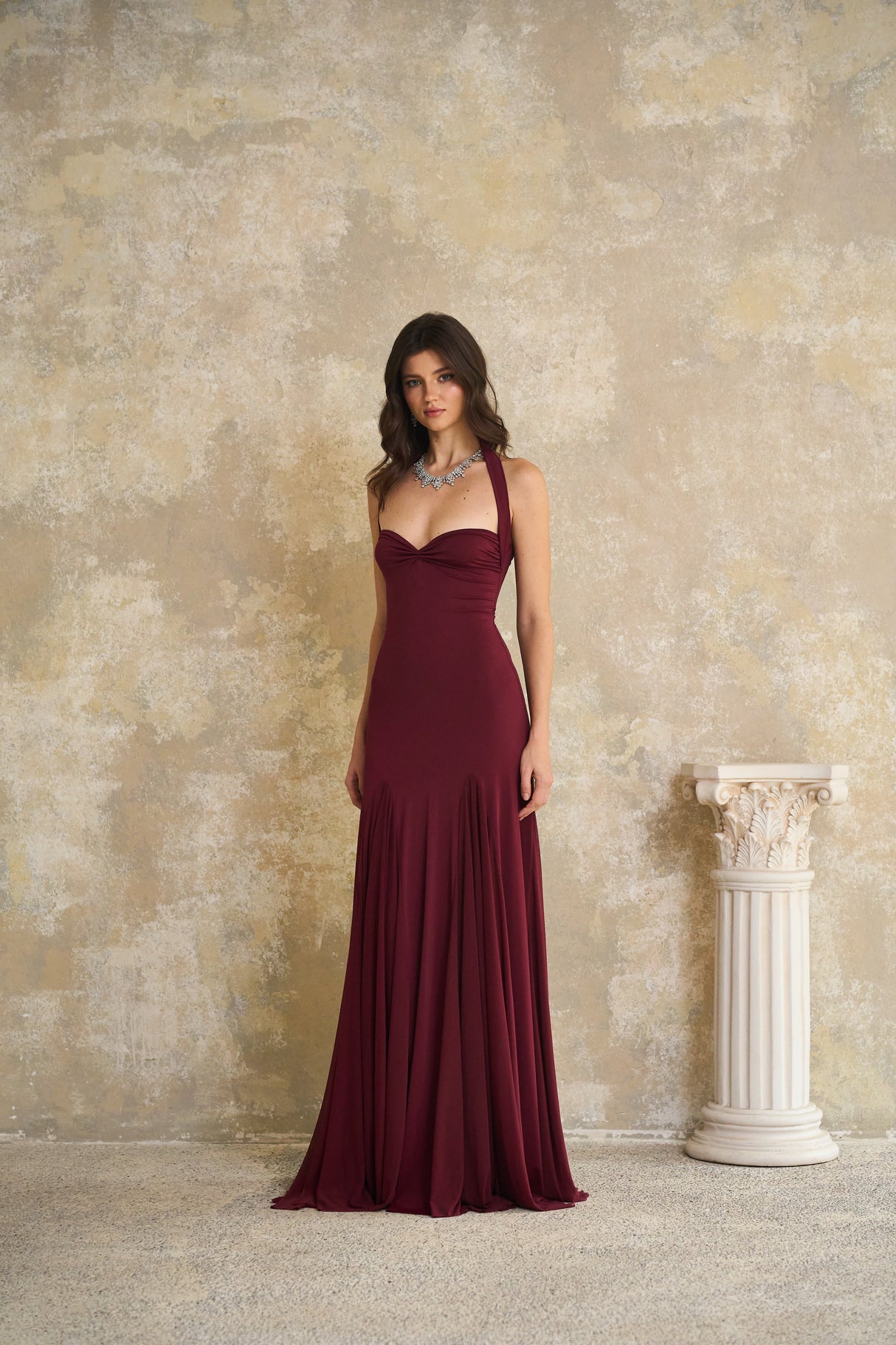 Aurohaya Rêverie Red Sweetheart Neck Maxi Dress
