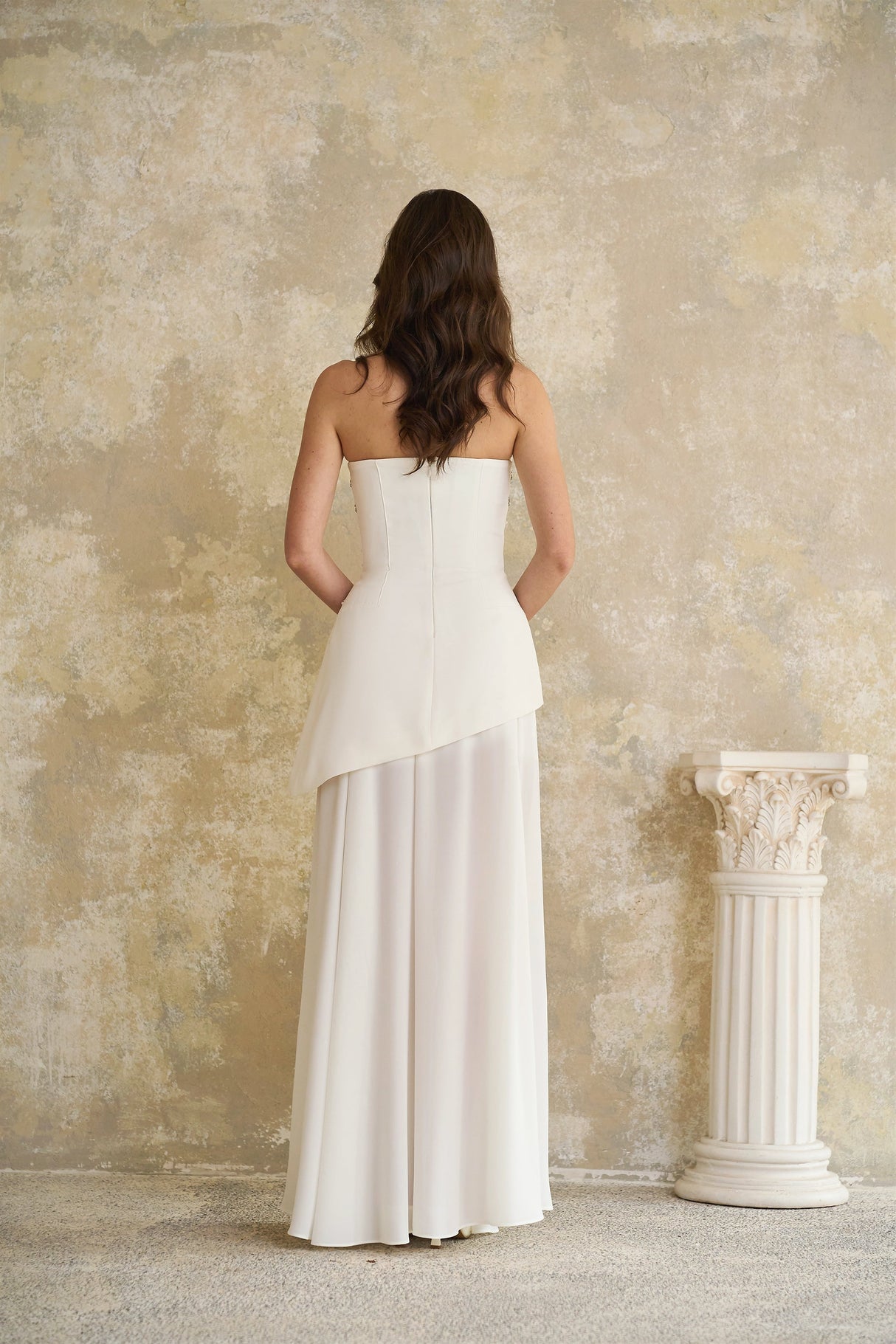 Aurohaya Melisande White Embellished Dress & Skirt Set