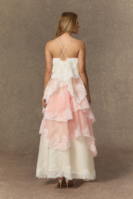 Aurohaya Berthe Elegant Layered Lace Maxi Dress