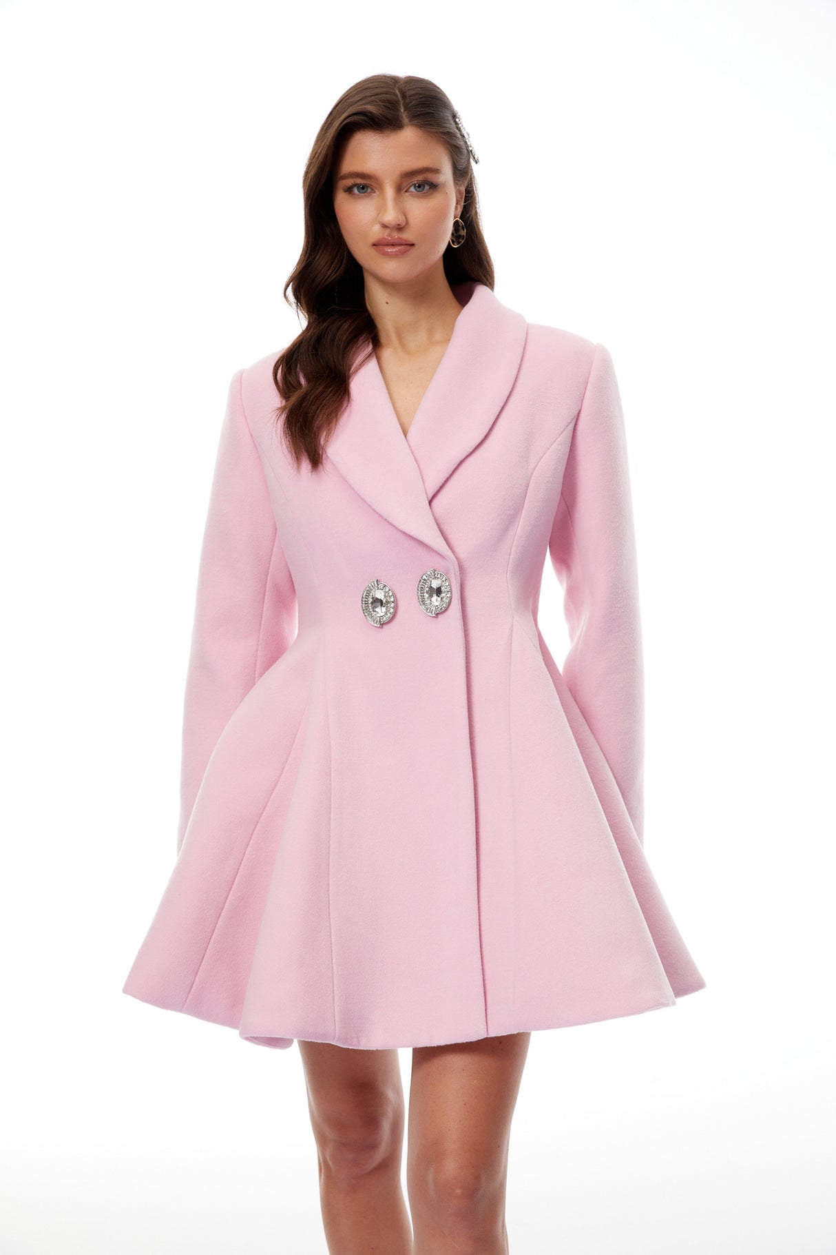 Aurohaya Adrián Pink Flared Mini Blazer Dress