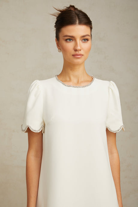 Aurohaya Bérénice white crystal-embellished mini dress