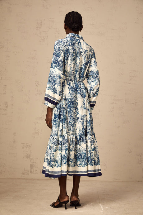Aurohaya Adélaïde graphic-print midi dress in Blue