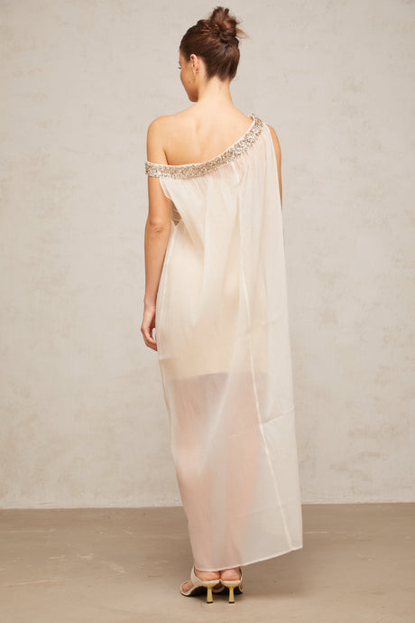 Aurohaya Austen crystal-embellished semi-sheer midi dress