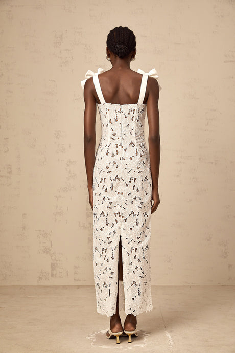 Aurohaya Eloise floral embroidered maxi dress in White