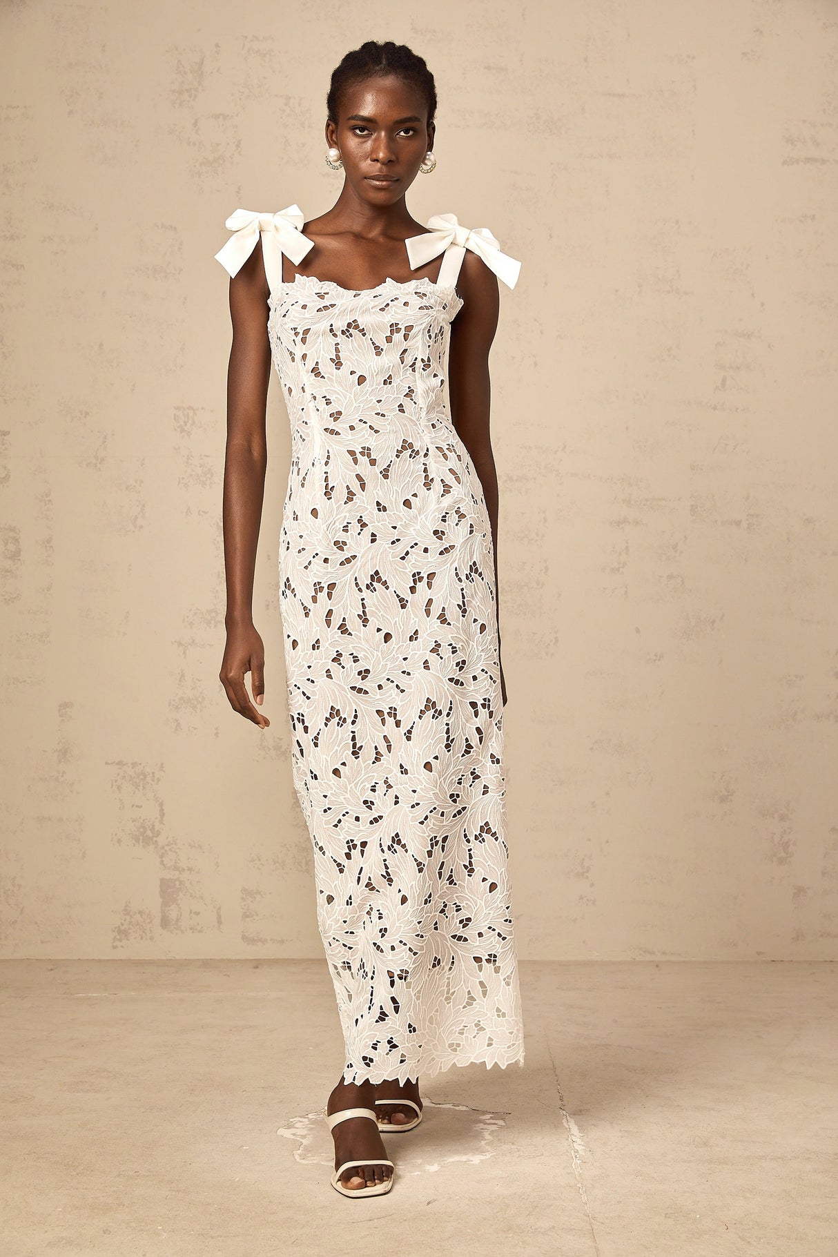 Aurohaya Eloise floral embroidered maxi dress in White