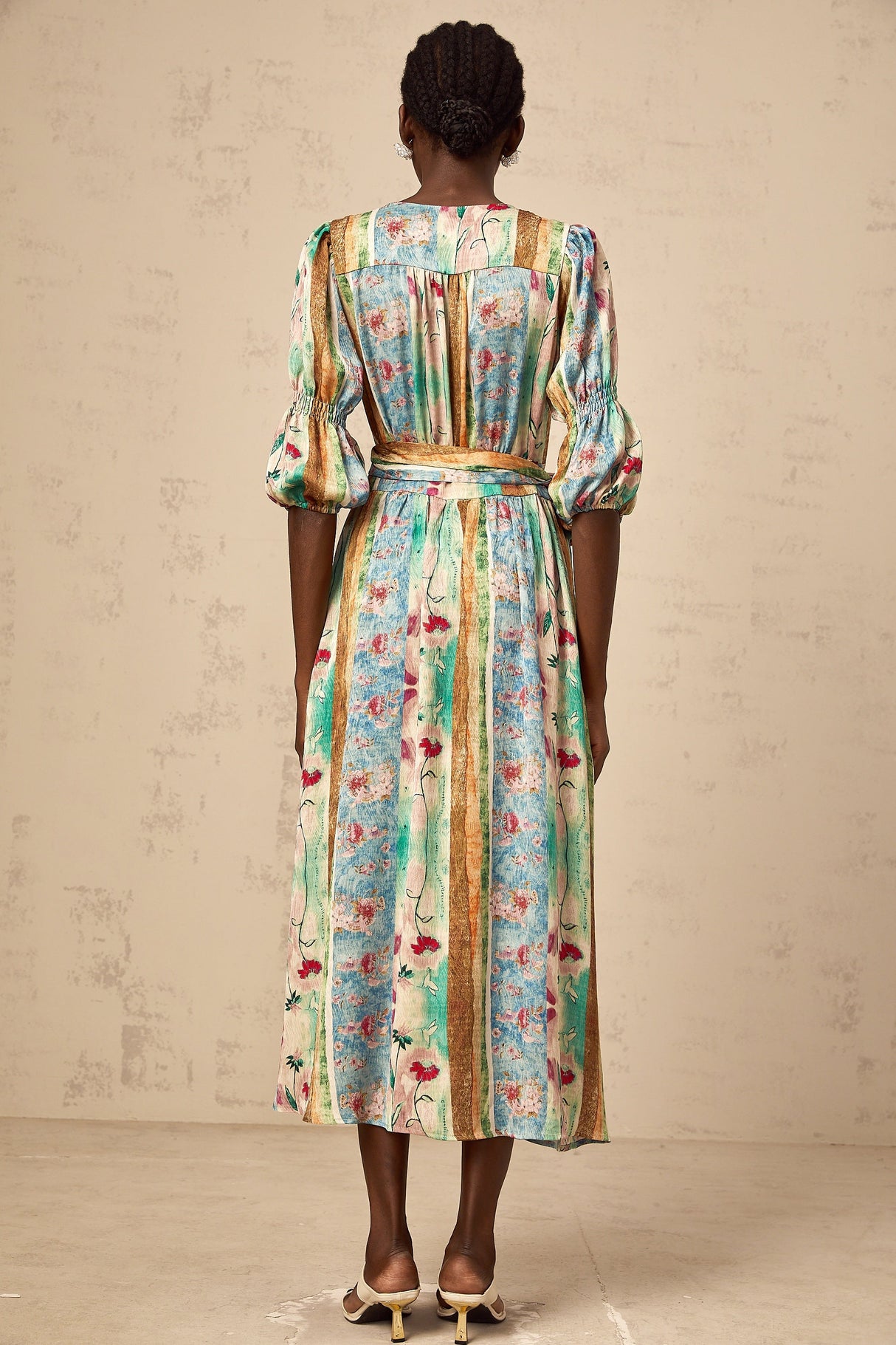 Aurohaya Cerise floral-print wrap midi dress