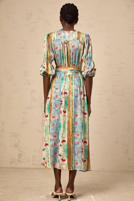 Aurohaya Cerise floral-print wrap midi dress