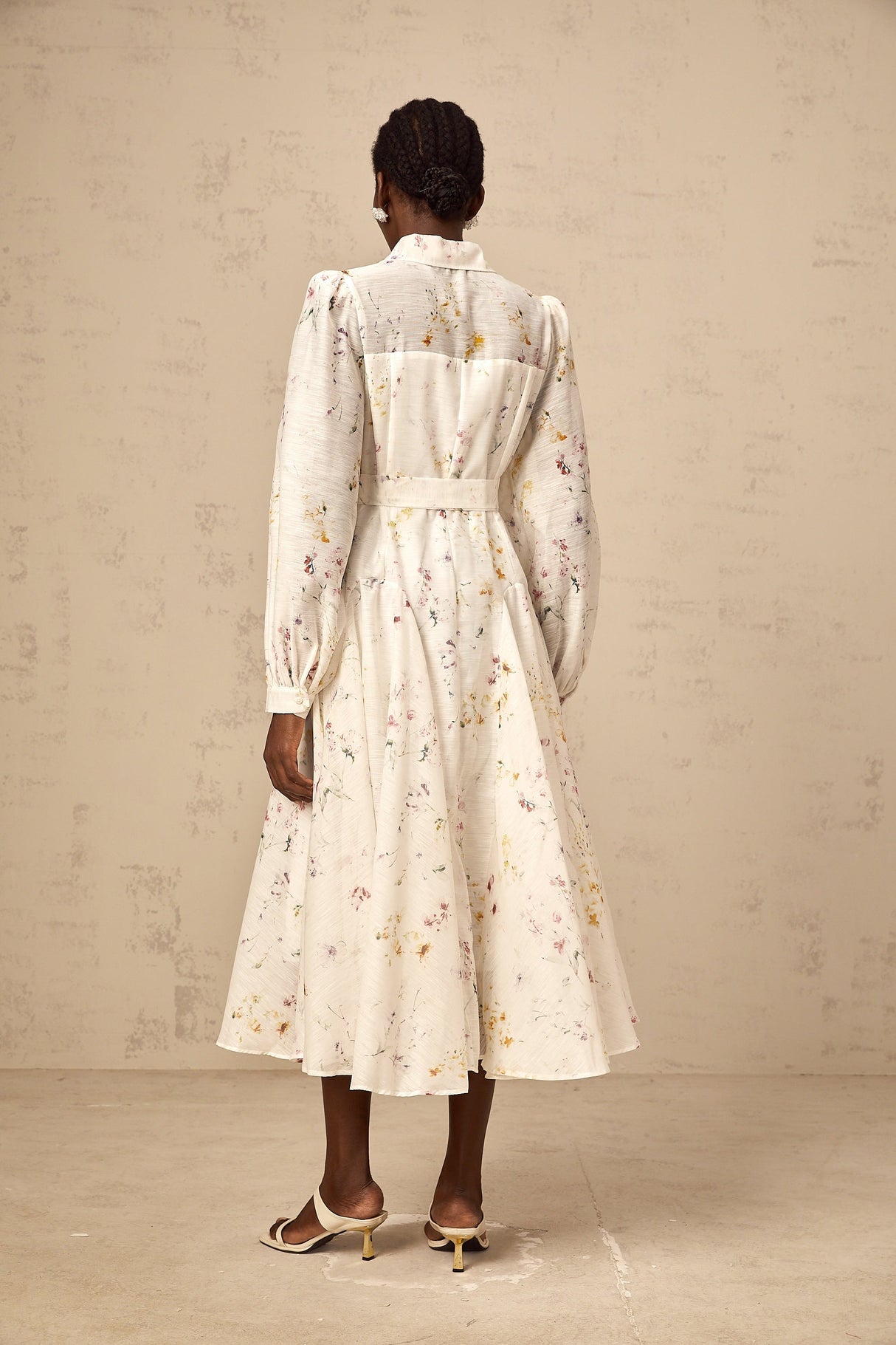 Aurohaya Zoé white floral-print tied midi dress
