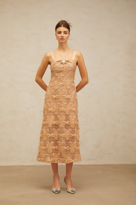 Aurohaya Salomé embellished corded-lace midi dress