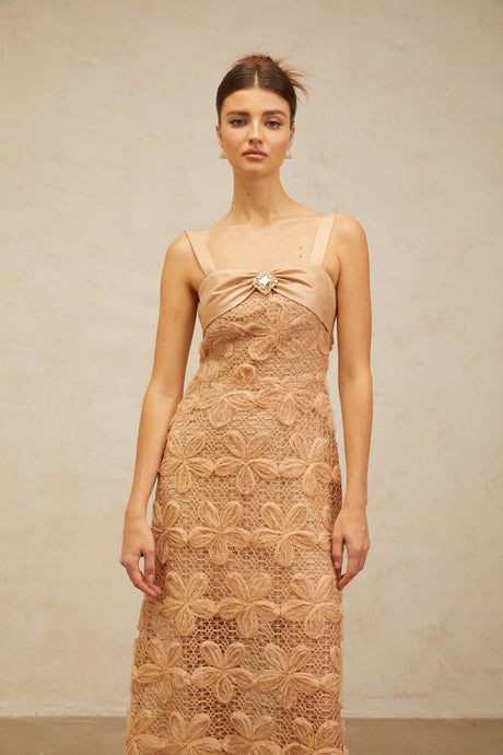 Aurohaya Salomé embellished corded-lace midi dress